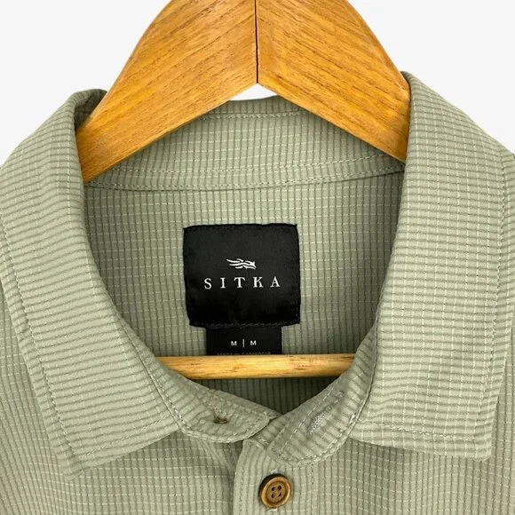 Sitka Gear Mojave Shirt Short Sleeve Mens Green Grid Button Down Size Medium M - Picture 3 of 9